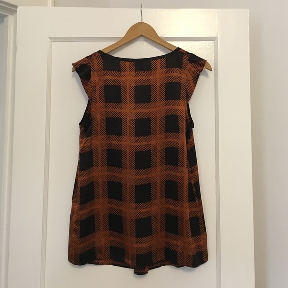 Joie Silk Blouse Black and Rust Orange Small - Picture 2 of 2